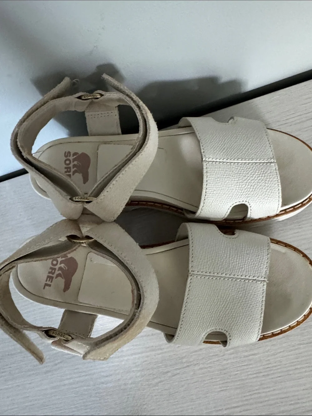 Sorel Joanie IV Ankle Strap Wedge Sandal (Women) - Chalk/Chalk 5.5